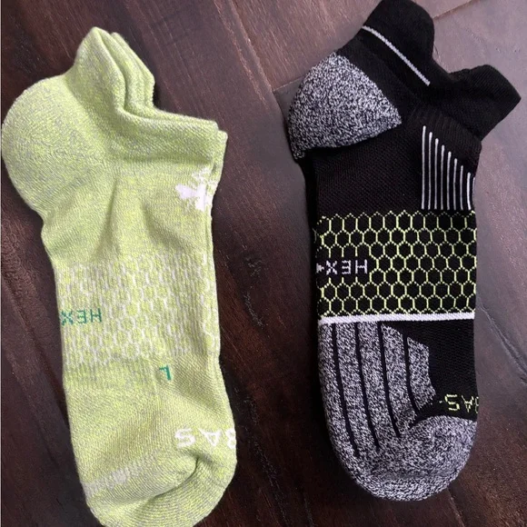 Bombas Men's Athletic Socks - Lime Green and Black - Picture 2 of 2